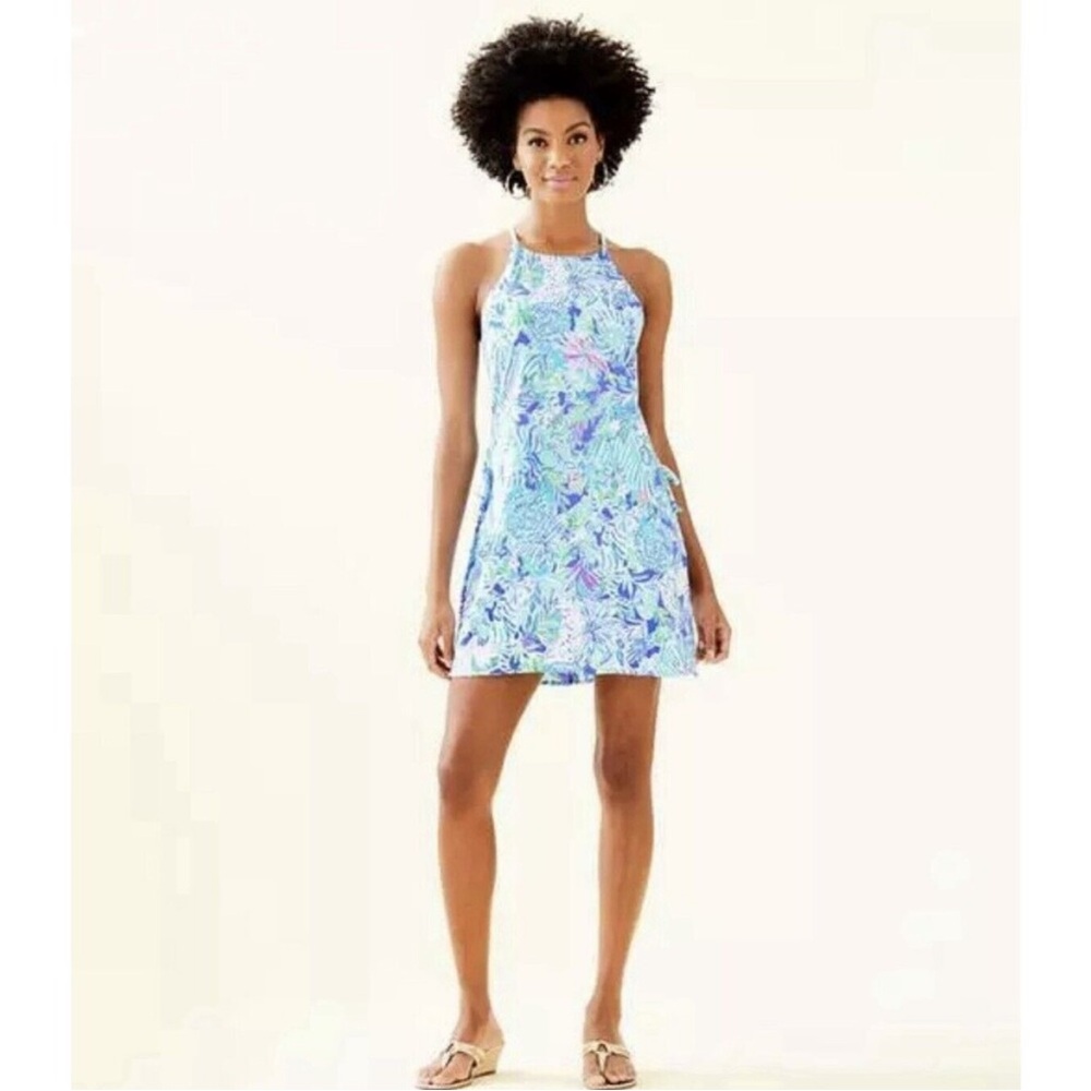 Lilly Pulitzer Coastal Blue Lion Around Pearl Romper Dress